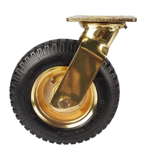 1 Piece Caster 8 inches Gold-Plated Pneumatic Wheel Rubber Hotel Luggage Trolley Aviation Universal (Color : 8-inch-A-Active)