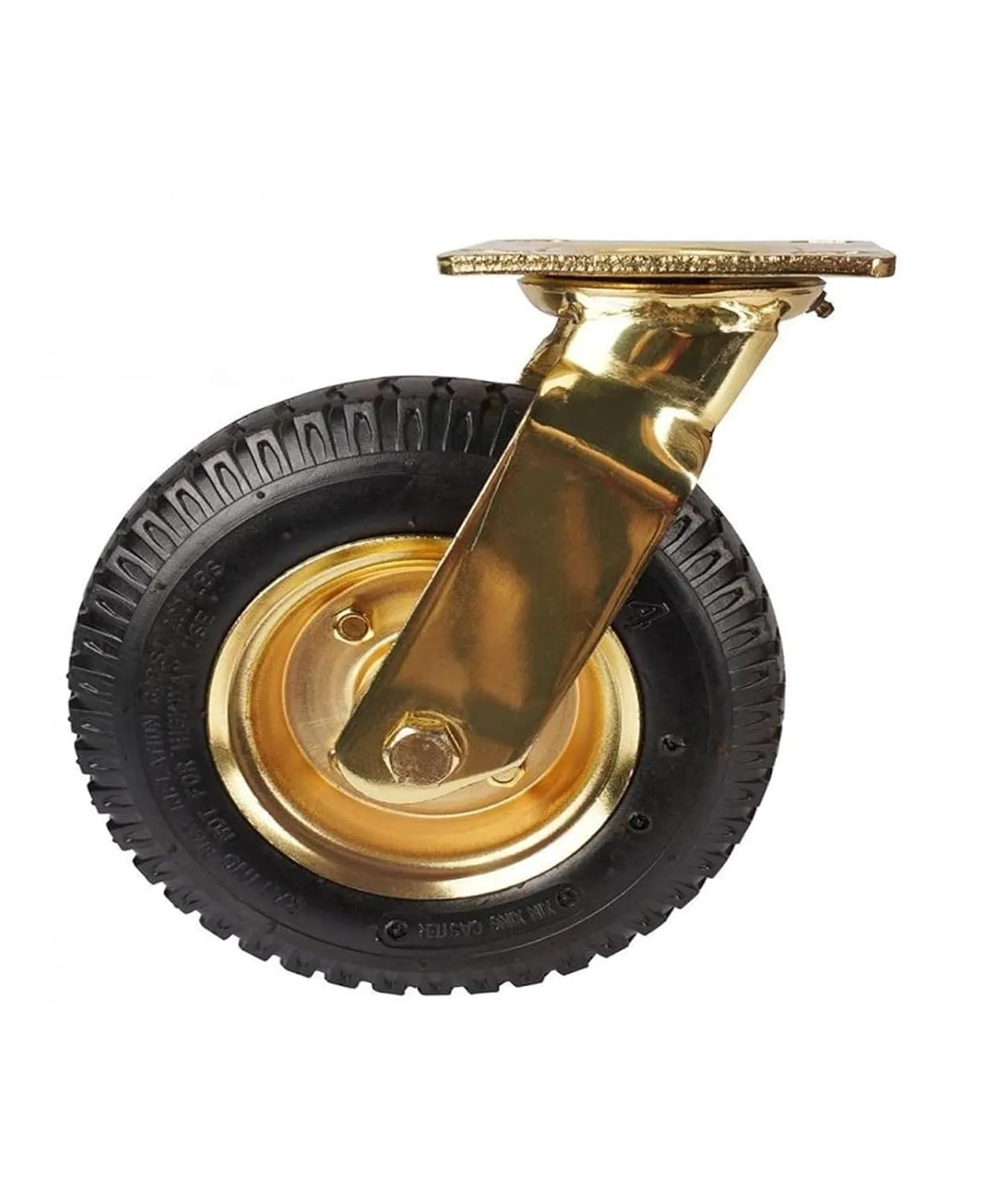1 Piece Caster 8 inches Gold-Plated Pneumatic Wheel Rubber Hotel Luggage Trolley Aviation Universal (Color : 8-inch-A-Active)