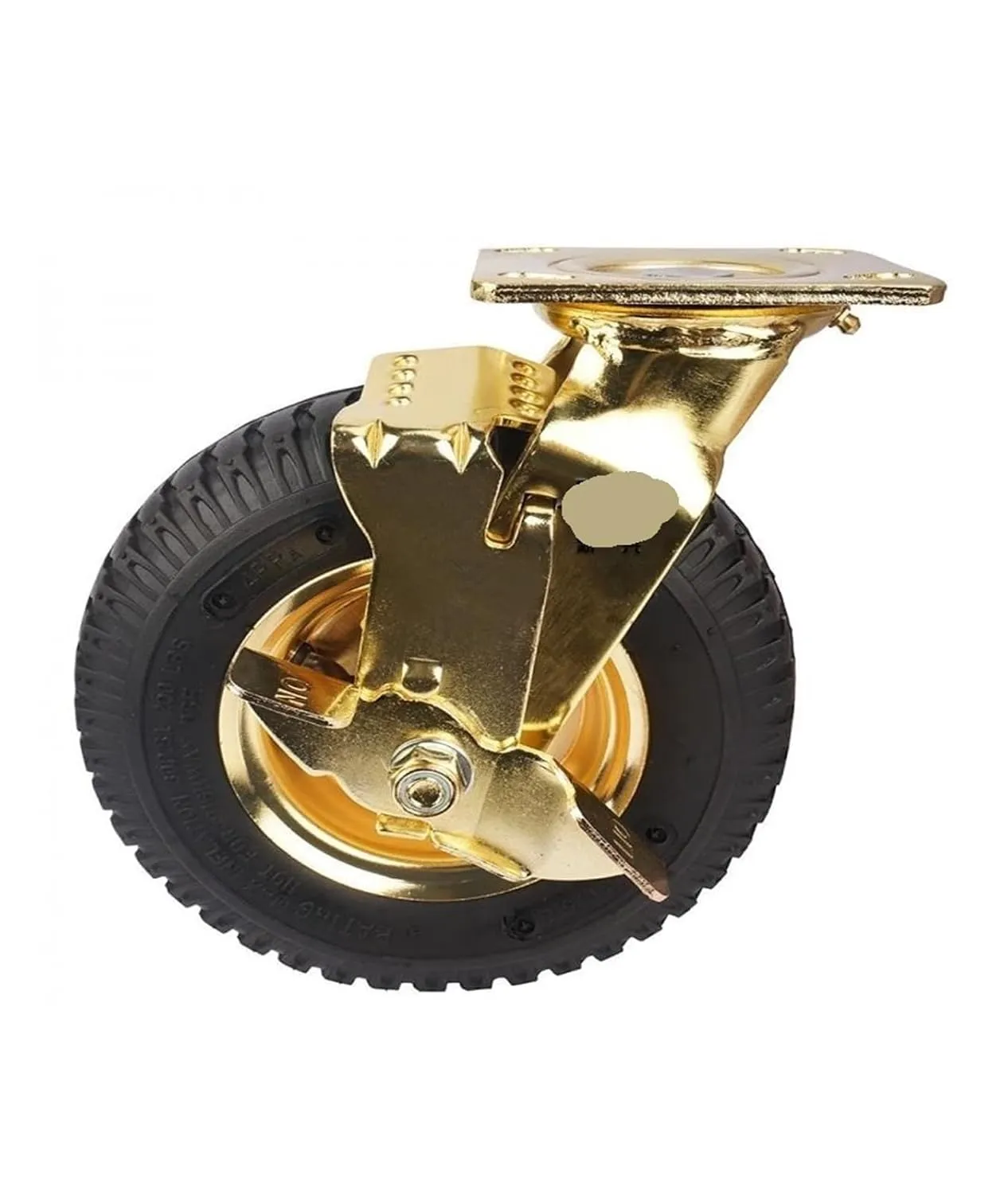1 Piece Caster 8 inches Gold-Plated Pneumatic Wheel Rubber Hotel Luggage Trolley Aviation Universal (Color : 8-inch-A-Active)
