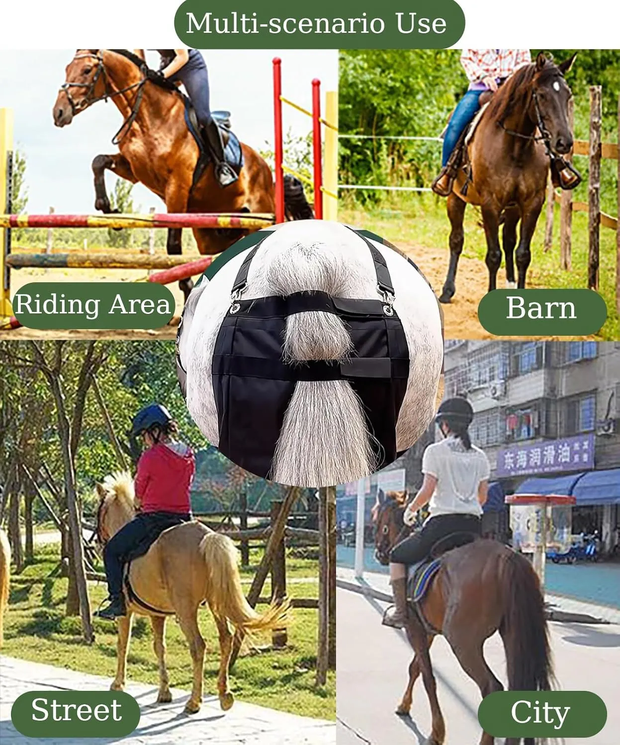 1 to 5 Pack Equine Manure Bag Horse Diaper, Reusable Equine Muck Catcher Bag for Small Medium Large Horse, Riding Area/Barn Pony Poop Container(5Pack,Large)
