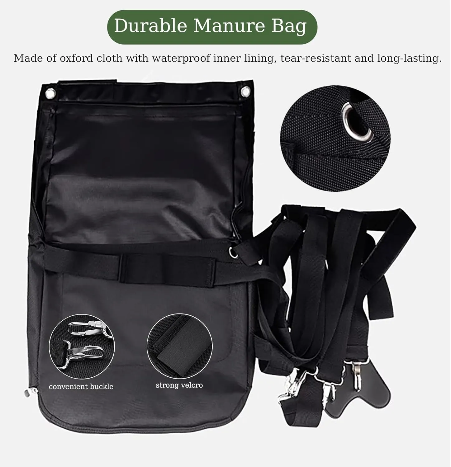 1 to 5 Pack Equine Manure Bag Horse Diaper, Reusable Equine Muck Catcher Bag for Small Medium Large Horse, Riding Area/Barn Pony Poop Container(5Pack,Large)
