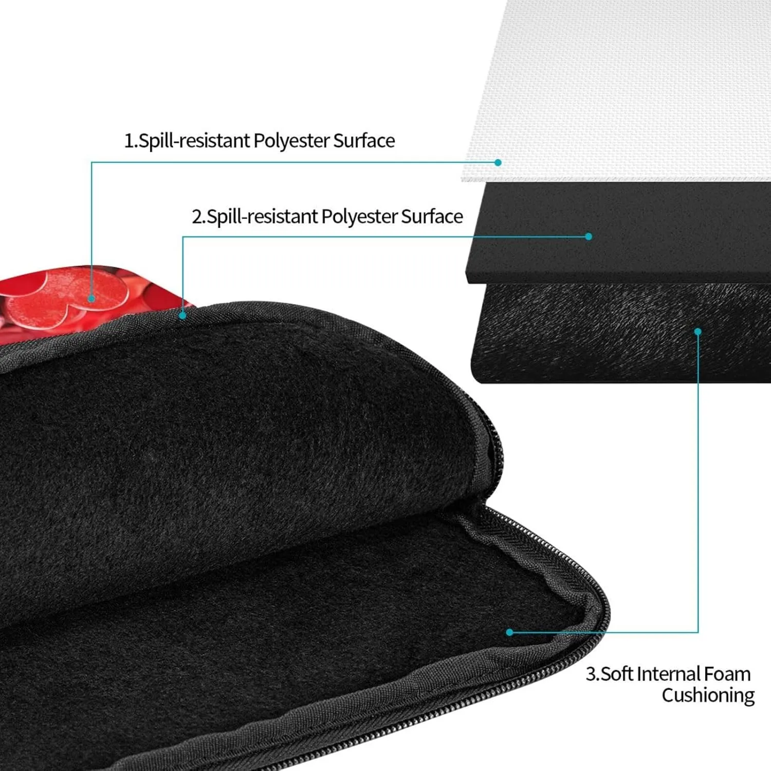 10 Inch Laptop Sleeve Bag Waterproof Shockproof Laptop Case Bag Red Hearts Love Computer Skin Bags Lightweight Tablet Carrying Case