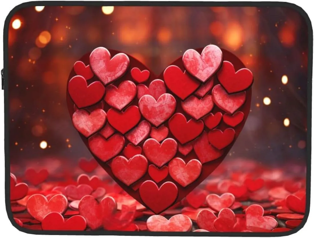 10 Inch Laptop Sleeve Bag Waterproof Shockproof Laptop Case Bag Red Hearts Love Computer Skin Bags Lightweight Tablet Carrying Case