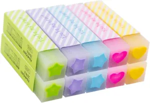 10 Pack Japanese Kawaii Stationery Macaron Eraser Set for School Office and Party Favors Random Color