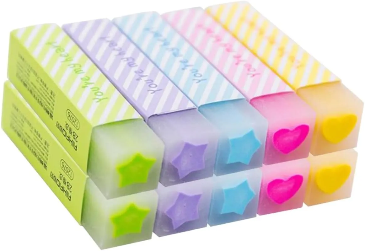 10 Pack Japanese Kawaii Stationery Macaron Eraser Set for School Office and Party Favors Random Color