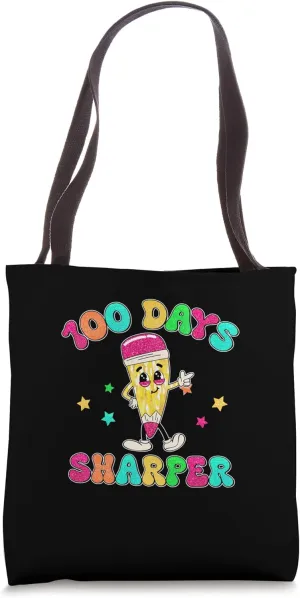 100 Days Sharper Retro Cartoon Tote Bag