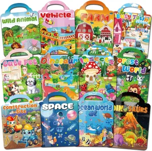 12 Set Reusable Sticker Books for Toddlers 2-4, Kids 3D Puffy Sticker Books, Birthday Party Favors Goodie Bags Stuffer