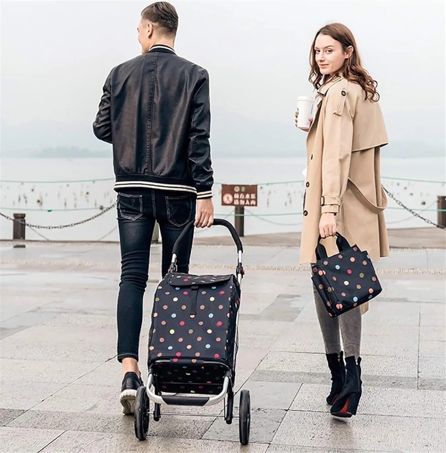 1/2PCS Replacement Bag for Folding Shopping Hand Cart - 44L Large Capacity Replacement Bag for Shopping Trolley Portable Waterproof Oxford Cloth Shopping Trolley Bag Trolley Replacement Bag