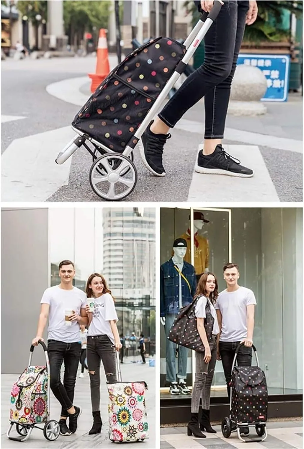 1/2PCS Replacement Bag for Folding Shopping Hand Cart - 44L Large Capacity Replacement Bag for Shopping Trolley Portable Waterproof Oxford Cloth Shopping Trolley Bag Trolley Replacement Bag