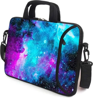 13.3" laptop bag adjustable shoulder strap with handle accessory pocket fits 11.6" 12" 12.1" 13" 13.3" Laptops (Blue galaxys)