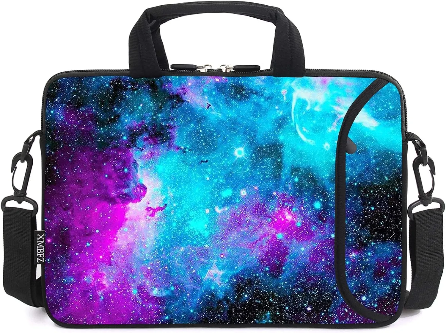 13.3" laptop bag adjustable shoulder strap with handle accessory pocket fits 11.6" 12" 12.1" 13" 13.3" Laptops (Blue galaxys)
