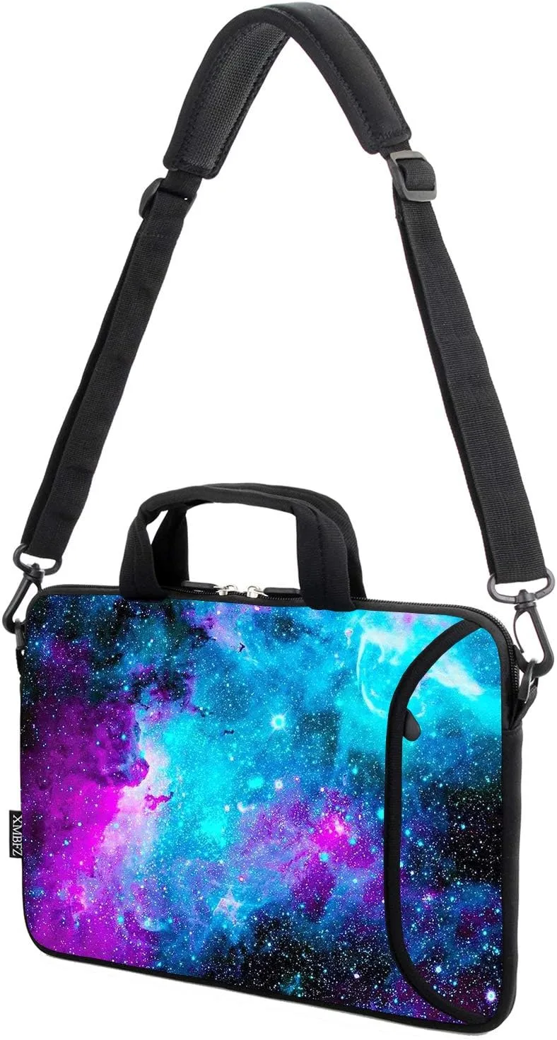 13.3" laptop bag adjustable shoulder strap with handle accessory pocket fits 11.6" 12" 12.1" 13" 13.3" Laptops (Blue galaxys)
