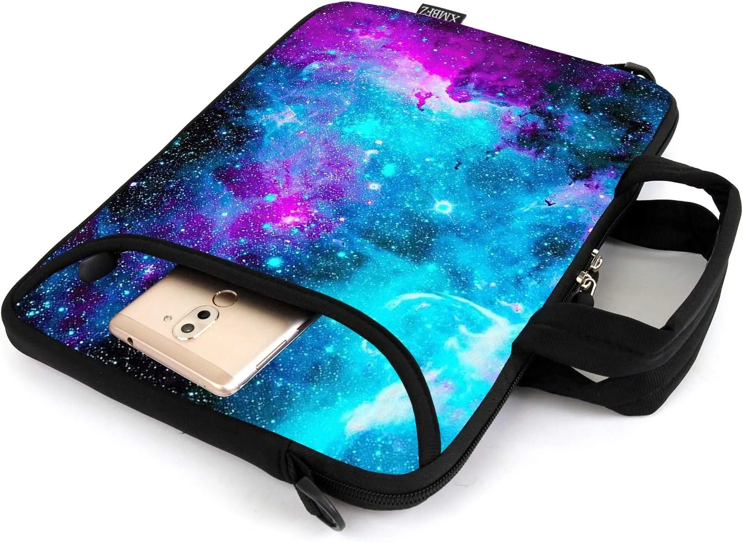 13.3" laptop bag adjustable shoulder strap with handle accessory pocket fits 11.6" 12" 12.1" 13" 13.3" Laptops (Blue galaxys)