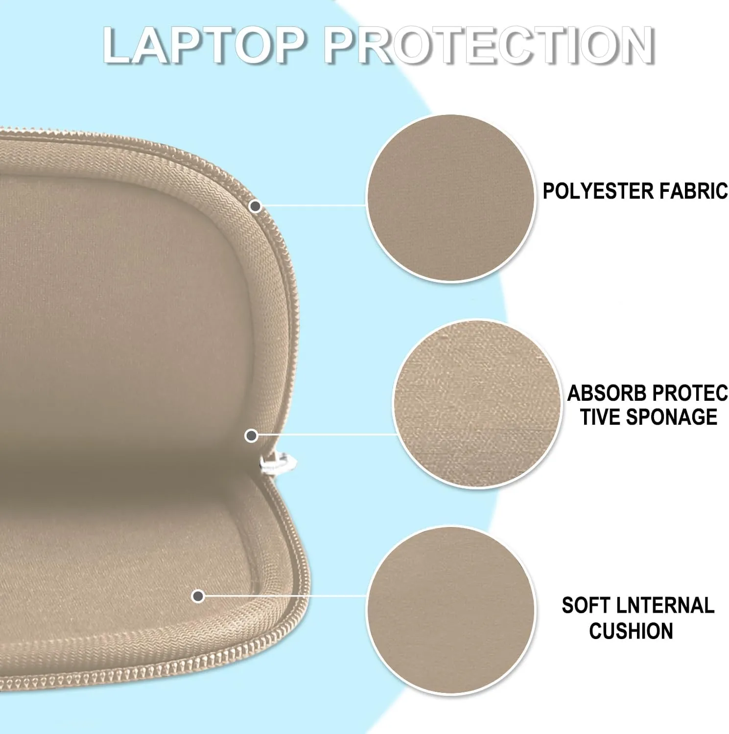 14 inch Laptop Case, Shockproof Protective Laptop Cover Briefcase Carrying Computer Bag with Accessory Pocket Portable Computer Sleeve for 14" MacBook, HP, Dell, Lenovo, Acer, Khaki