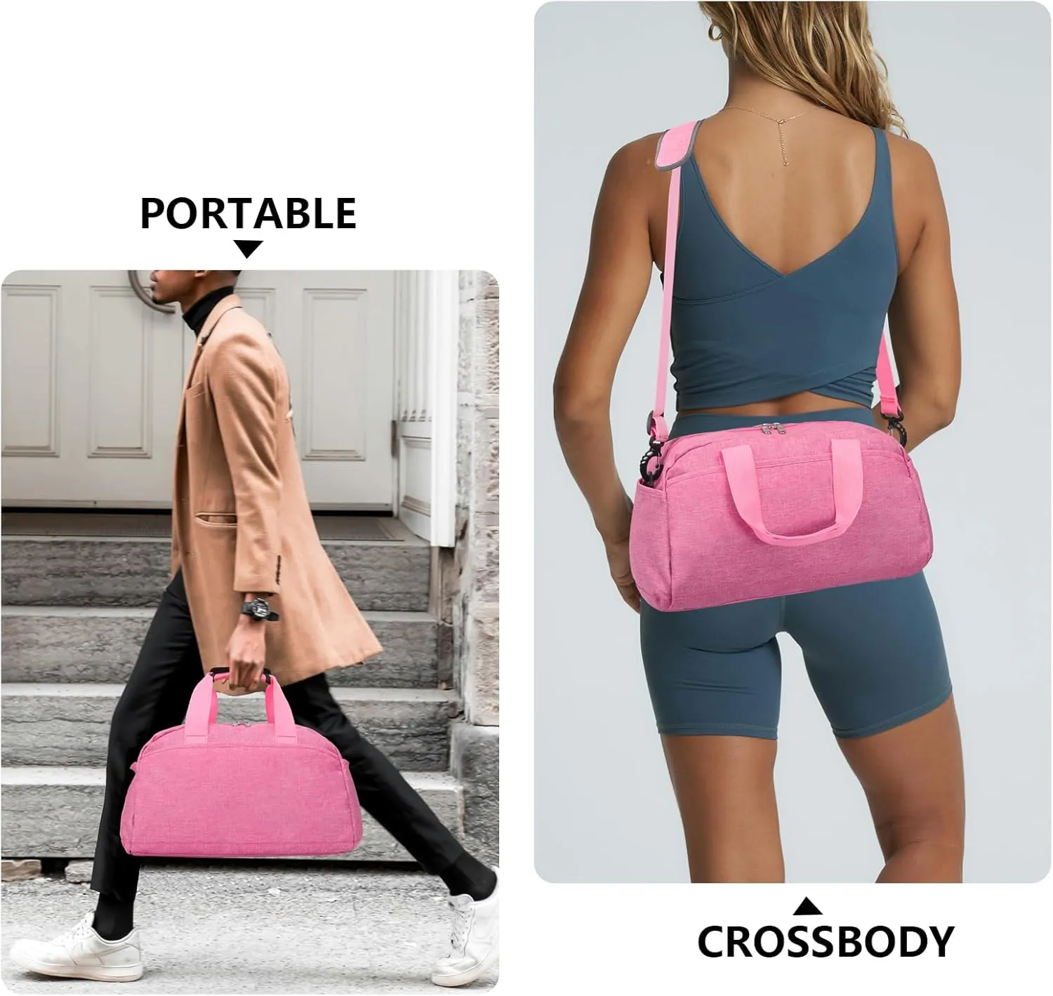 14 inch Small Gym Bag for Women & Men, Mini Duffel Bag for Travel Sports Lightweight Carry On Bag (Rose)