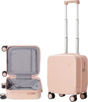 14 Inch Underseat Luggage Personal Item Carry on Suitcase, Mixi Spinner Wheels Pink Hardshell Lightweight Rolling Suitcases PC with Cover & TSA Lock for Short Travel