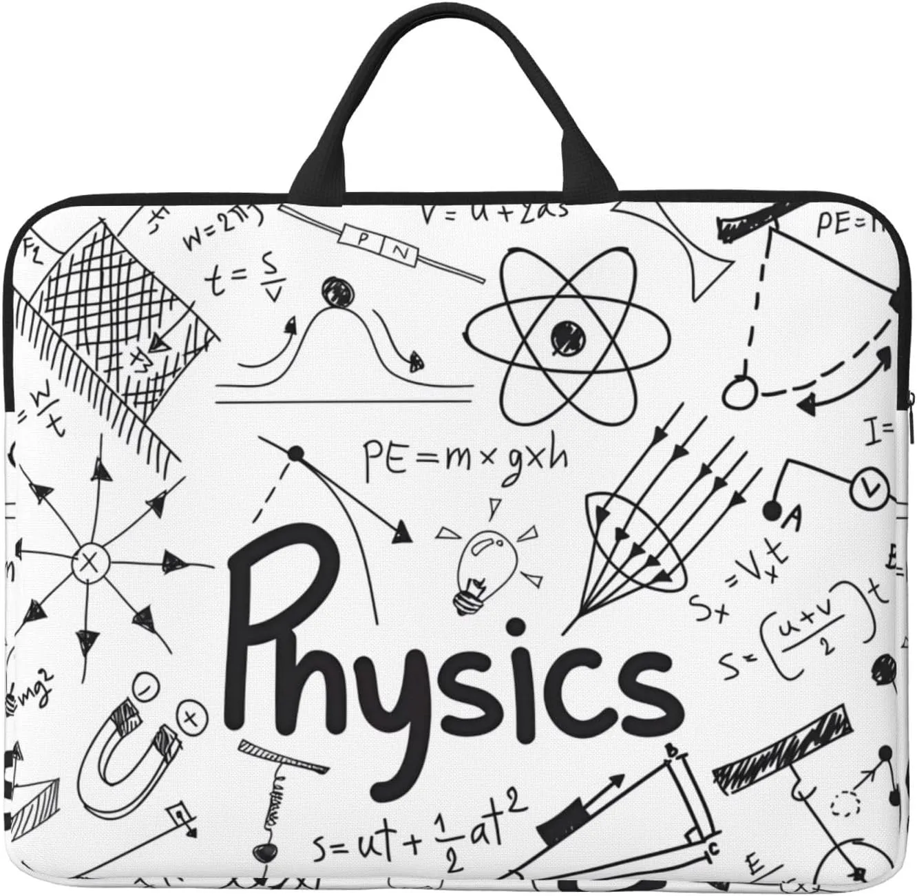14in Physics Print Print Laptop Case Sleeve Bag - Travel-Friendly Accessory for Business, and Everyday Use