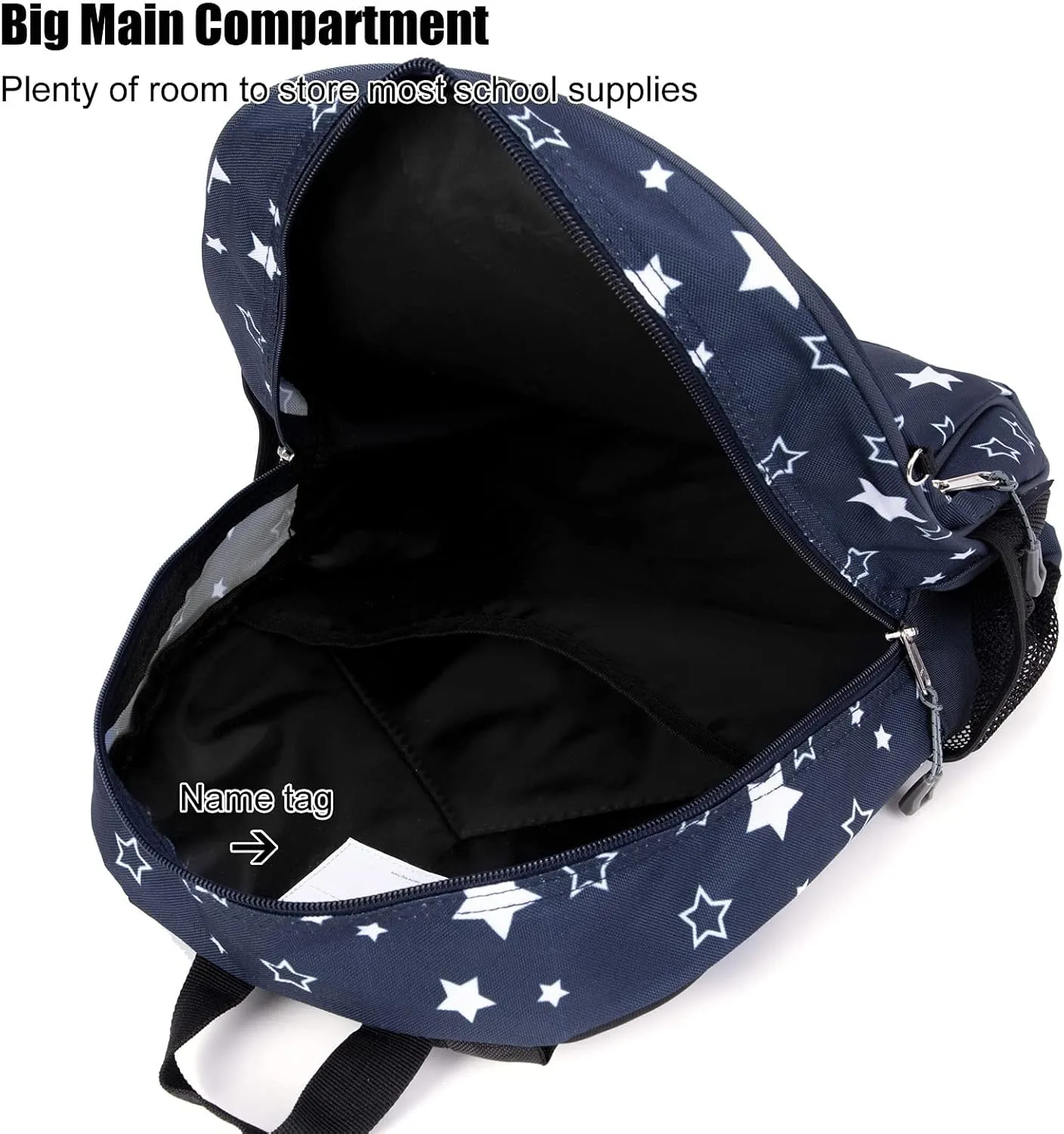 15 Inch Toddler Backpack Boys, Kids Backpack for Preschool or Kindergarten, or Elementary School, Cartoon Star Navy
