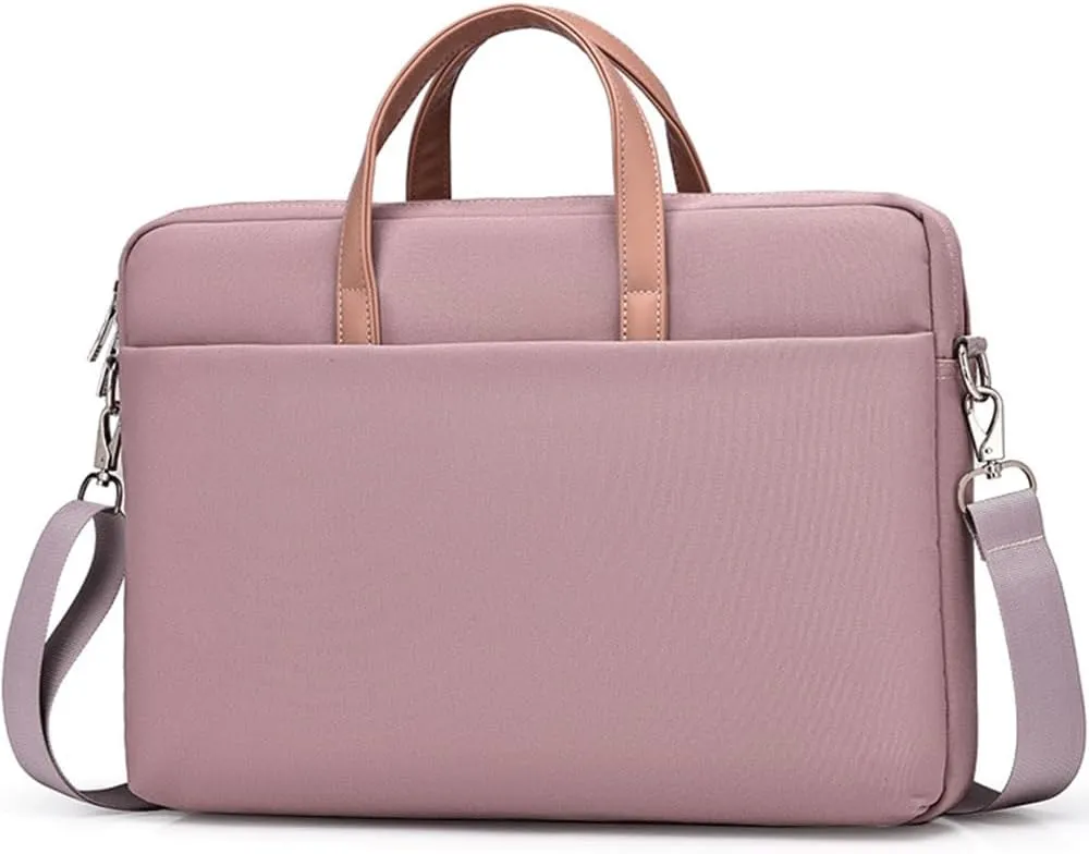 15.6 inch Laptop Case Briefcase Waterproof Protective Laptop Sleeve Cover Women Computer Carrying Case Handbag Compatible with Lenovo ASUS Dell HP Notebook, ThinkBook IdeaPad 15.6” Pink Bag