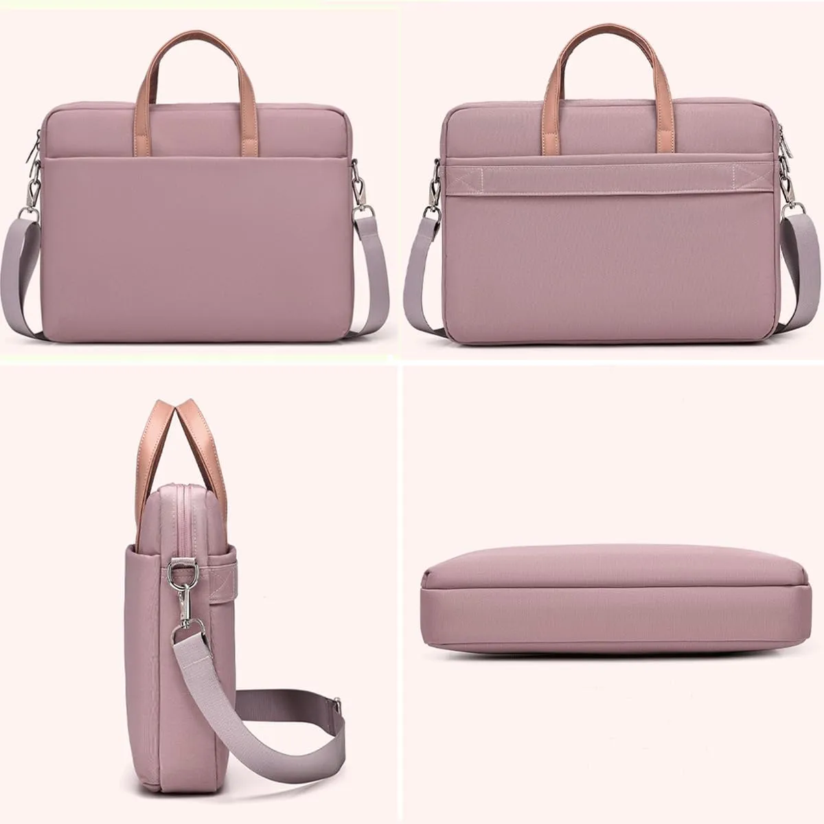 15.6 inch Laptop Case Briefcase Waterproof Protective Laptop Sleeve Cover Women Computer Carrying Case Handbag Compatible with Lenovo ASUS Dell HP Notebook, ThinkBook IdeaPad 15.6” Pink Bag