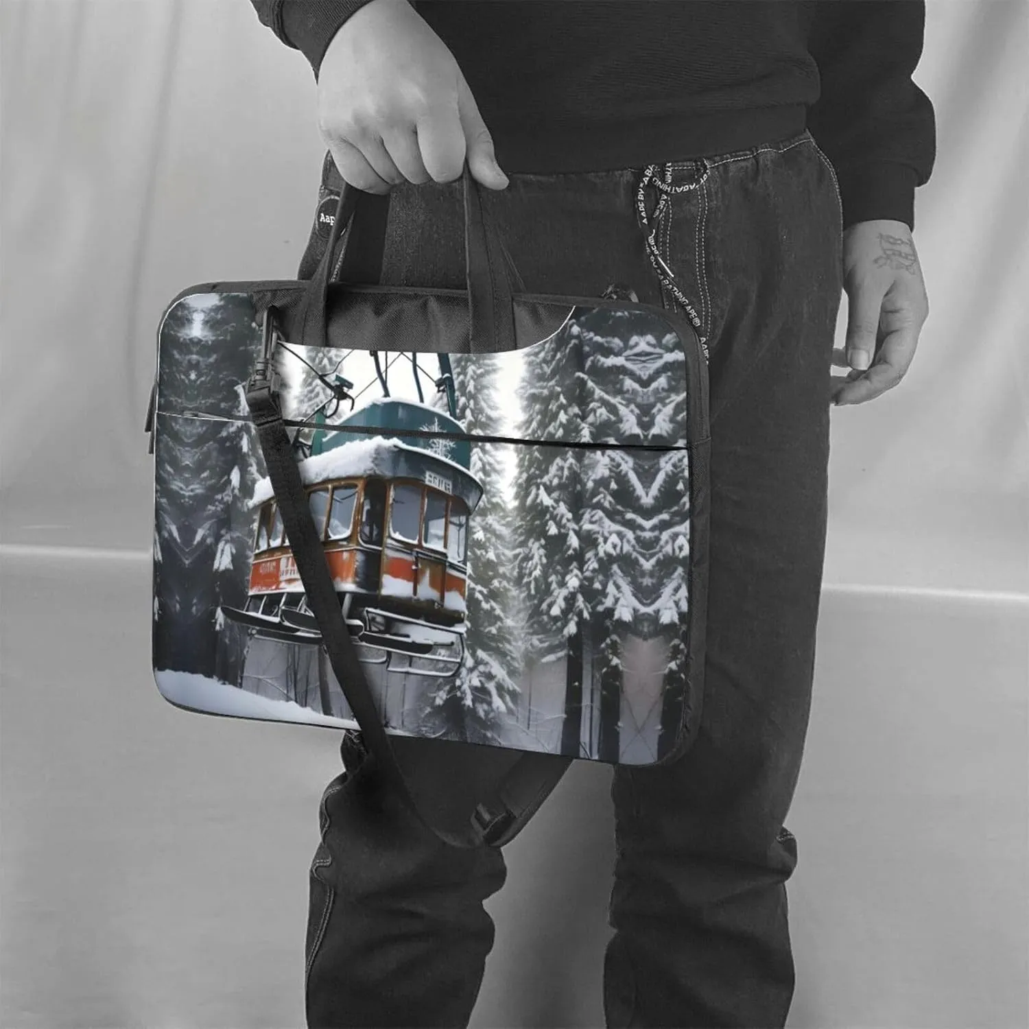 15.6-Inch Laptop Computer And Tablet Shoulder Bag Carrying Case,Business Casual,Yin Yang Pattern Print