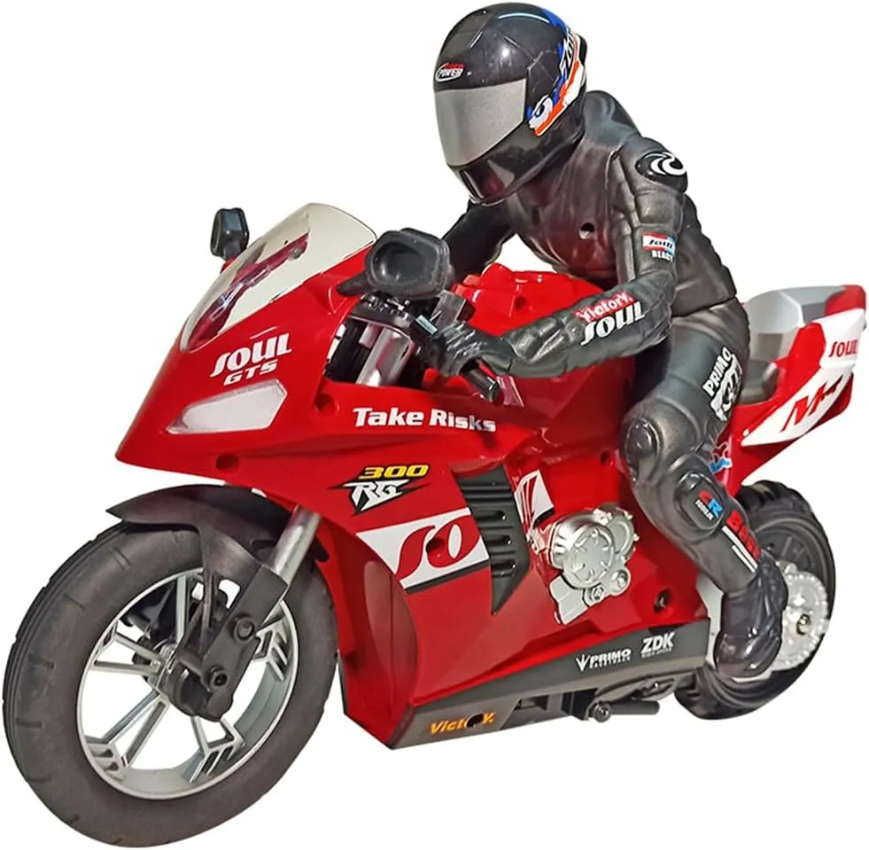 1/6 Scale Remote Control Motorcycle, 2.4GHz RC Dual-Motor Electric Two-Wheel Self-Balancing Motorcycle Model - RTR Version (Red)