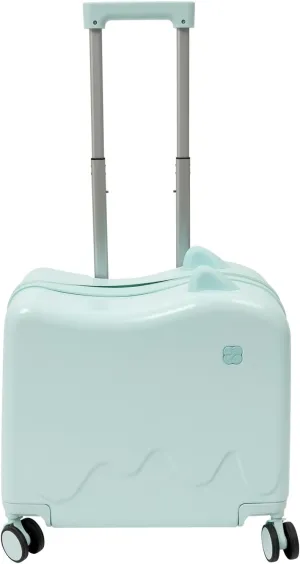 18" Kids Ride-on Travel Suitcase, Tollder Rolling Luggage Kids' Carry On Suitcase with Wheels, Children's Trolley Luggage for Aged 1-6 (Mint Green)