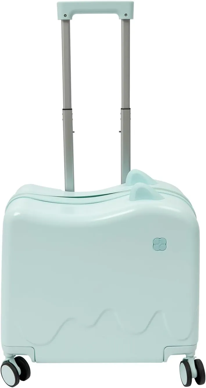 18" Kids Ride-on Travel Suitcase, Tollder Rolling Luggage Kids' Carry On Suitcase with Wheels, Children's Trolley Luggage for Aged 1-6 (Mint Green)