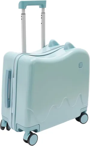 18" Kids Ride-on Travel Suitcase, Tollder Rolling Luggage Kids' Carry On Suitcase with Wheels, Children's Trolley Luggage for Aged 1-6 (Sky Blue)