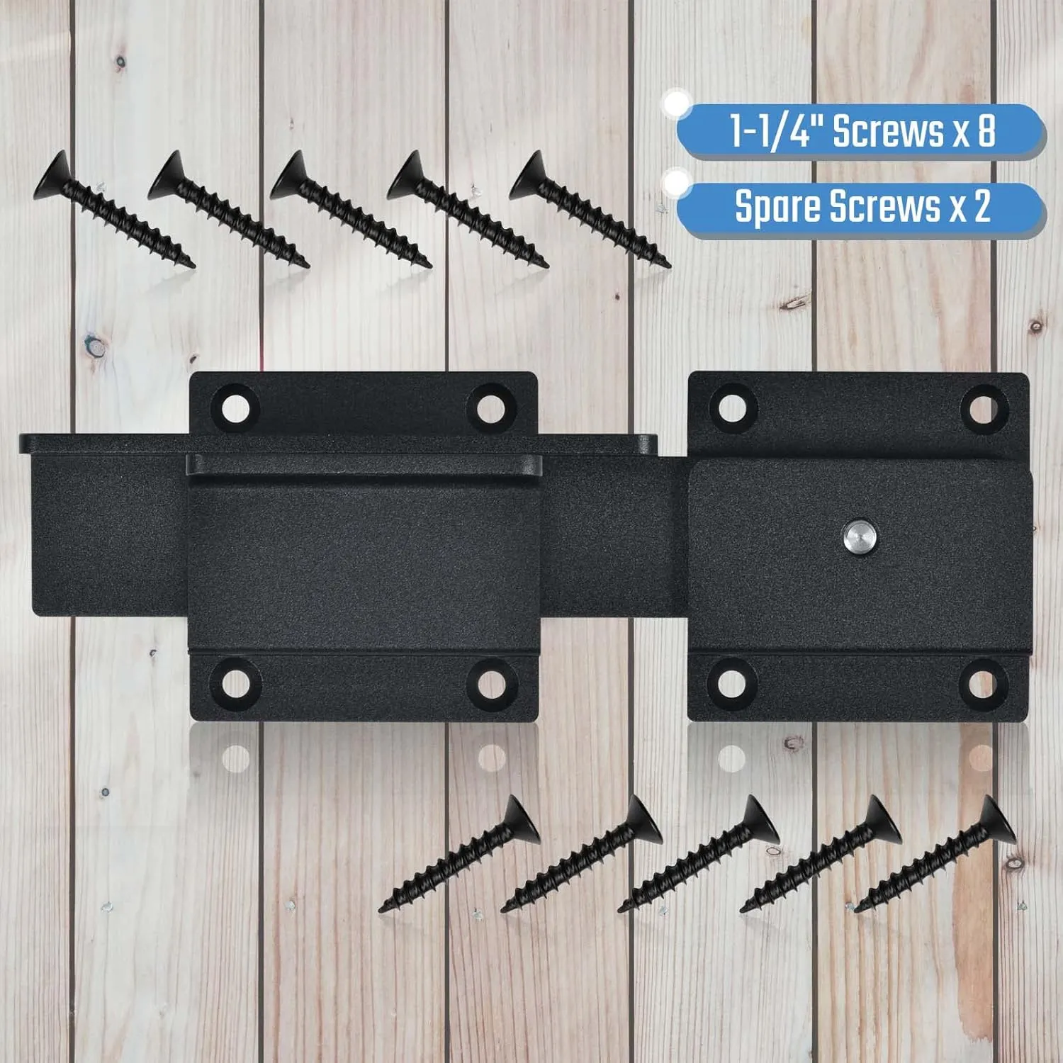 1Pack Flip Gate Latch Lock with Padlock Hole, 3.5mm Aluminum Alloy Door Latch for Outdoor Wooden Fence, Swing Open Gate, Double Gate, Barn Door, Shed, Vinyl Fence, Yard, Black