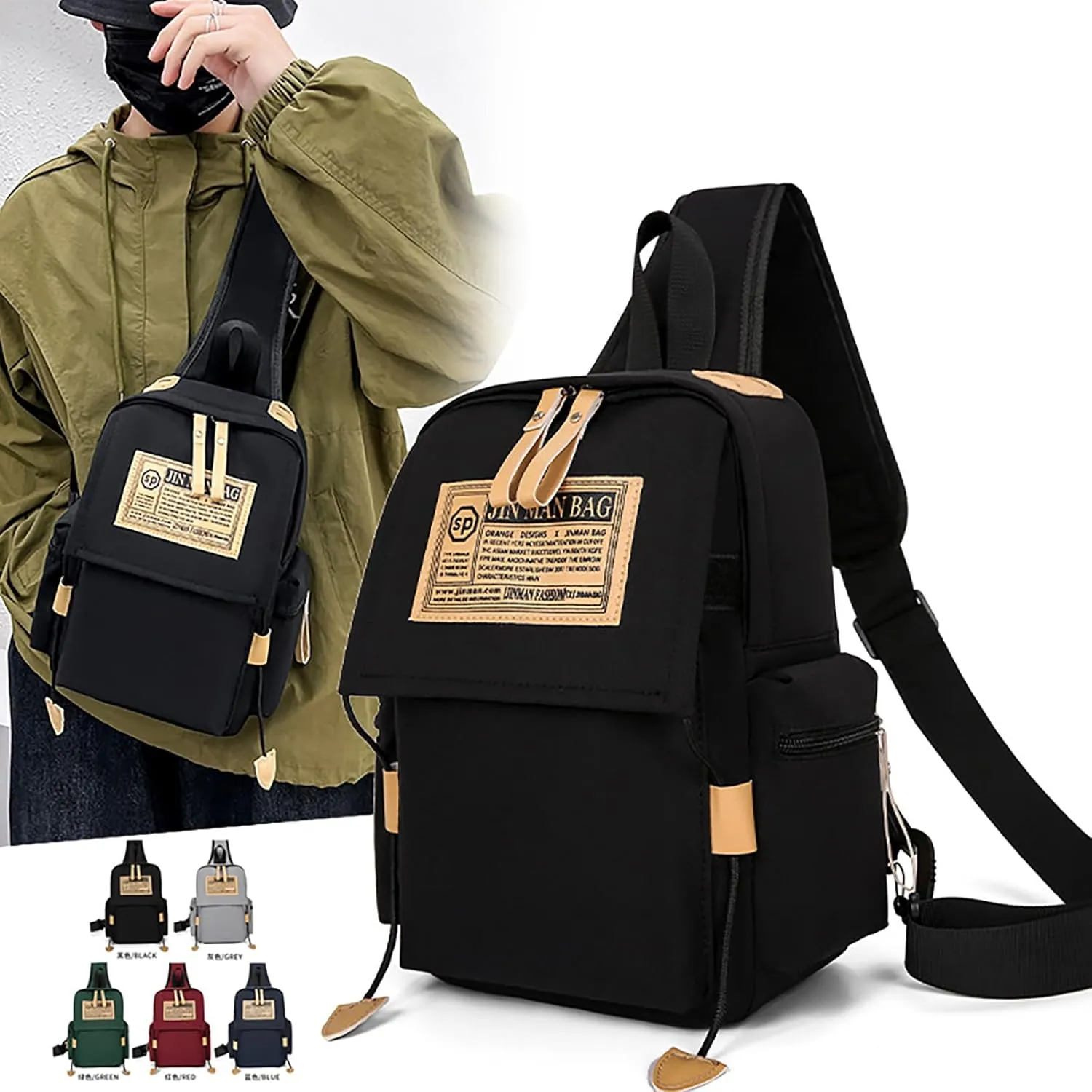 1PC Waterproof Sling Bag Korean Style, Crossbody Messenger Pouch Bag Waist and Chest Men and Women