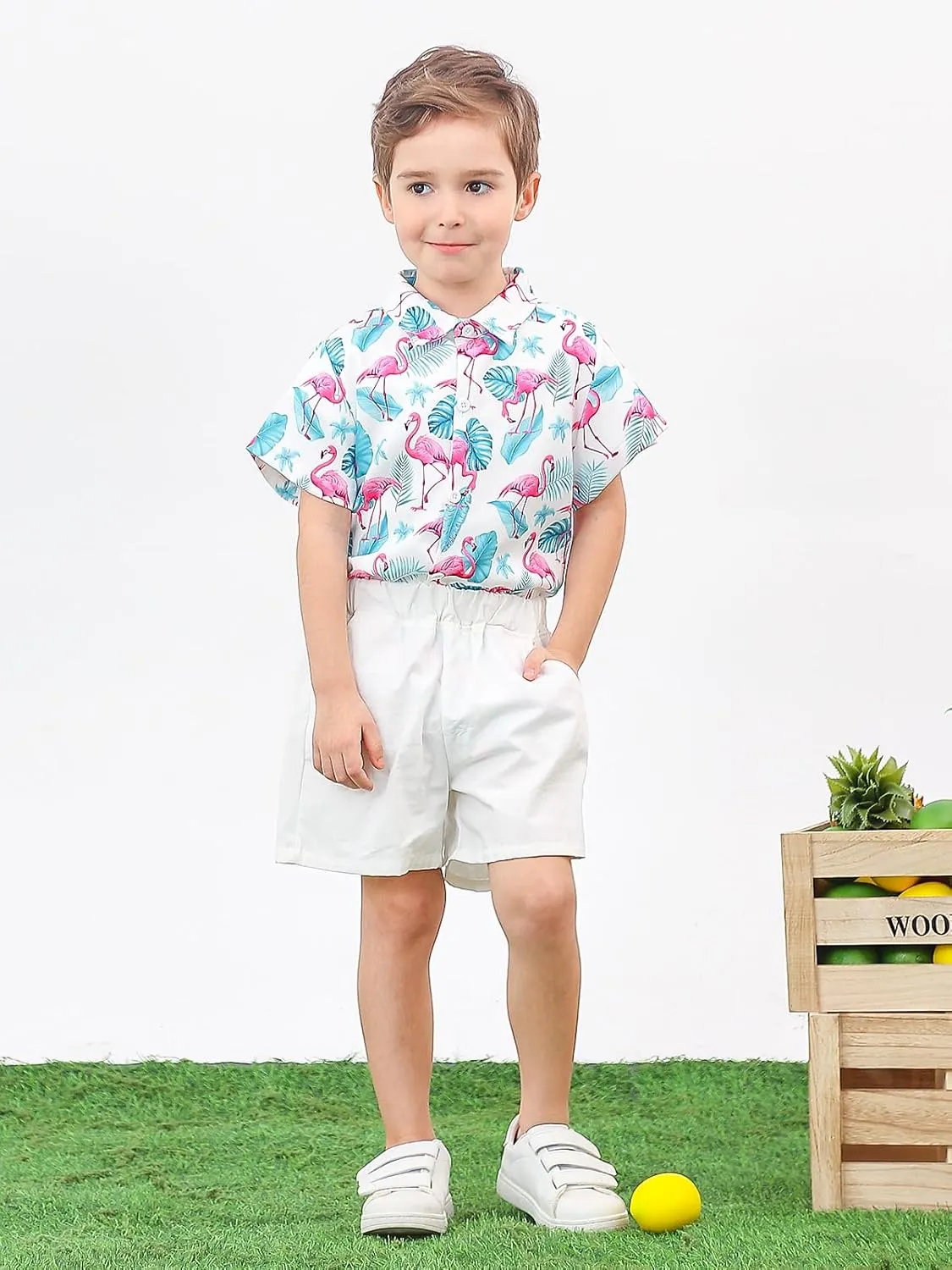 2-10T Boys Novelty Hawaiian Short Sleeve Button Down Dress Shirt