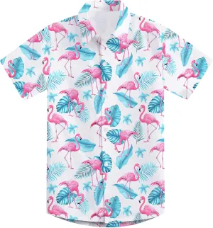 2-10T Boys Novelty Hawaiian Short Sleeve Button Down Dress Shirt