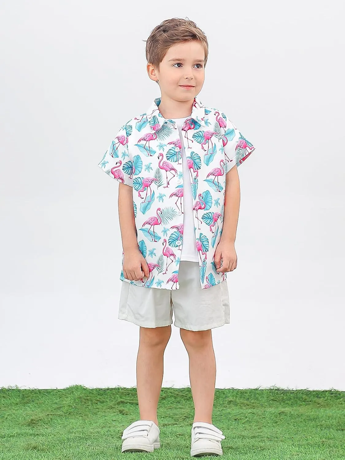2-10T Boys Novelty Hawaiian Short Sleeve Button Down Dress Shirt