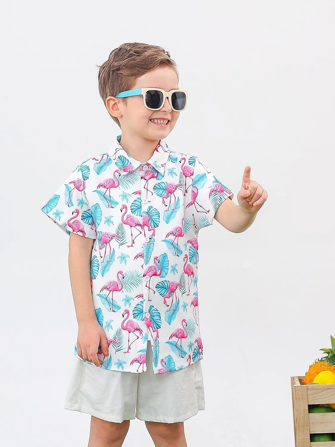 2-10T Boys Novelty Hawaiian Short Sleeve Button Down Dress Shirt