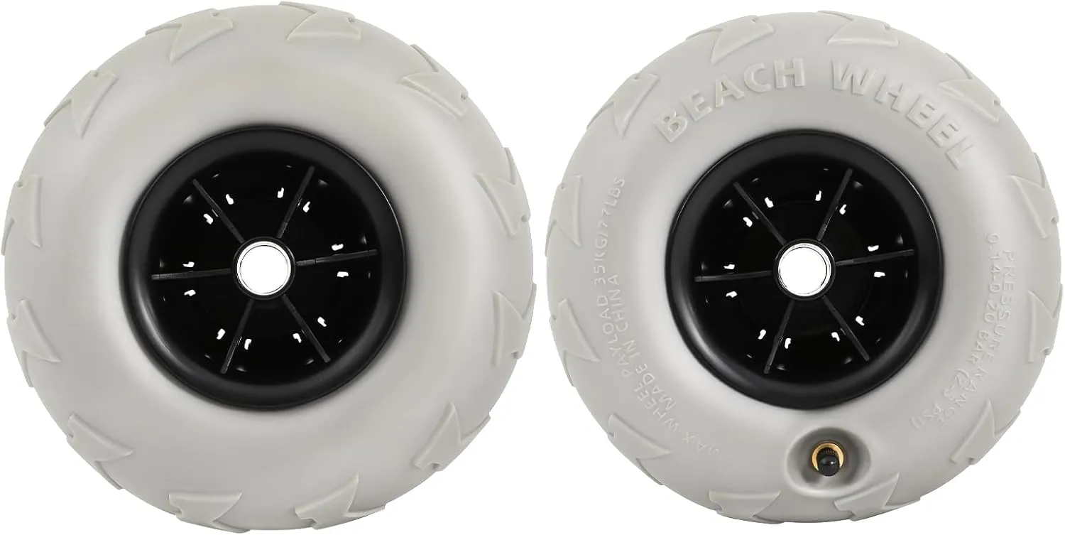 2-Pack Beach Balloon Wheels 9" Beach Cart Tires Replacement Big Sand Wheels for Beach Buggy, Kayak Trolley, Canoe Dolly, Rolling Walker, Garden Cart, Wheelchair