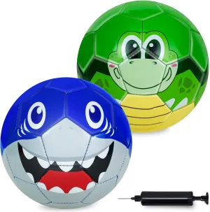 2 Pack Soccer Ball Size 3 Soccer Balls for Kids, Soccer Balls for Indoor Outdoor Games, Cartoon Sport Ball for Toddlers Kids Pool Beach Garden Backyard Sports Play Games
