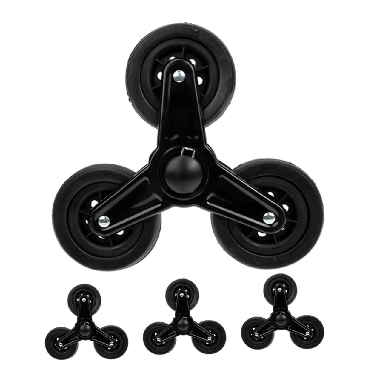 2 Pairs Stair Climbing Cart Wheels Iron Replacement Casters for Shopping Luggage Carts Triangle Design for Smooth Movement Heavy Duty Performance for Grocery Transport