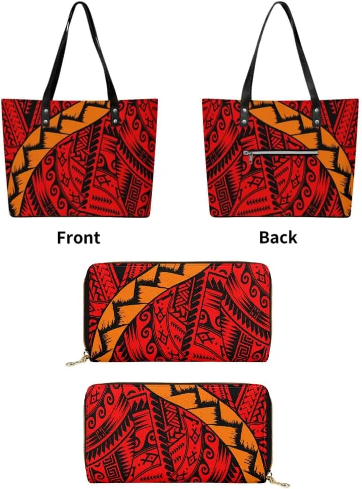 2 Piece Shoulder Bag & Purse Samoa Tribal Print Custom Women'S Tote Polynesian Women'S Bag
