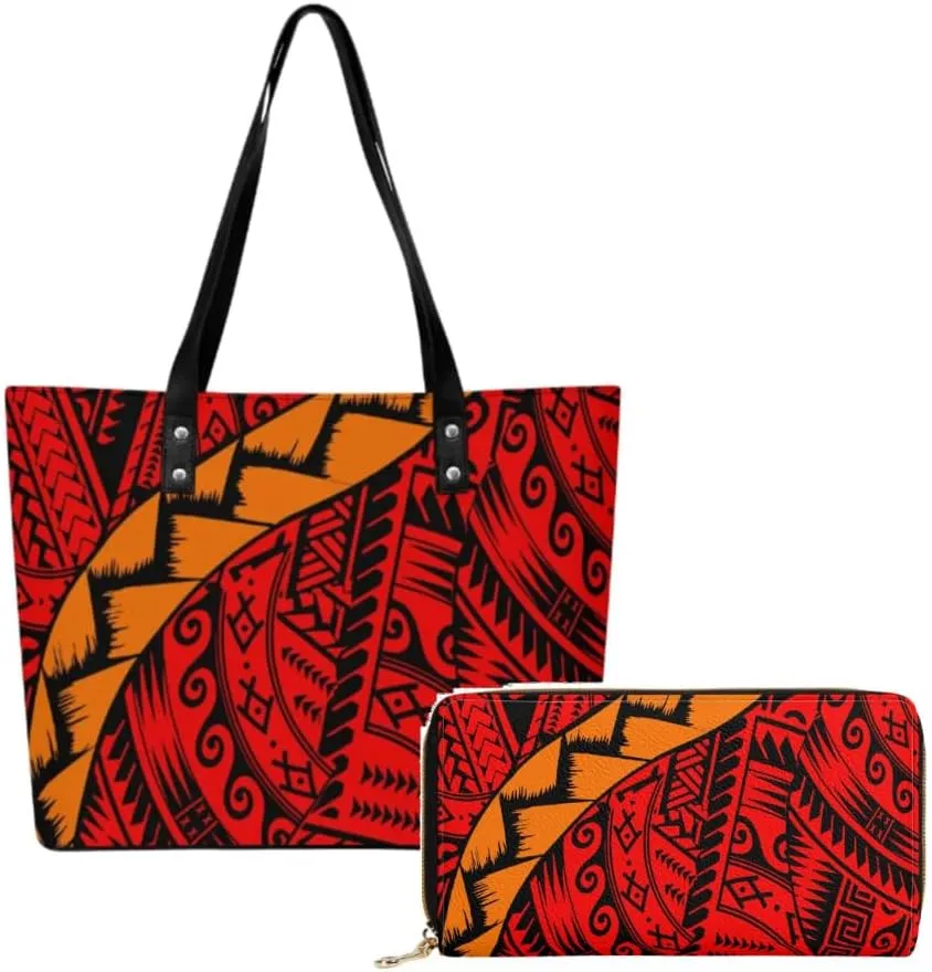 2 Piece Shoulder Bag & Purse Samoa Tribal Print Custom Women'S Tote Polynesian Women'S Bag
