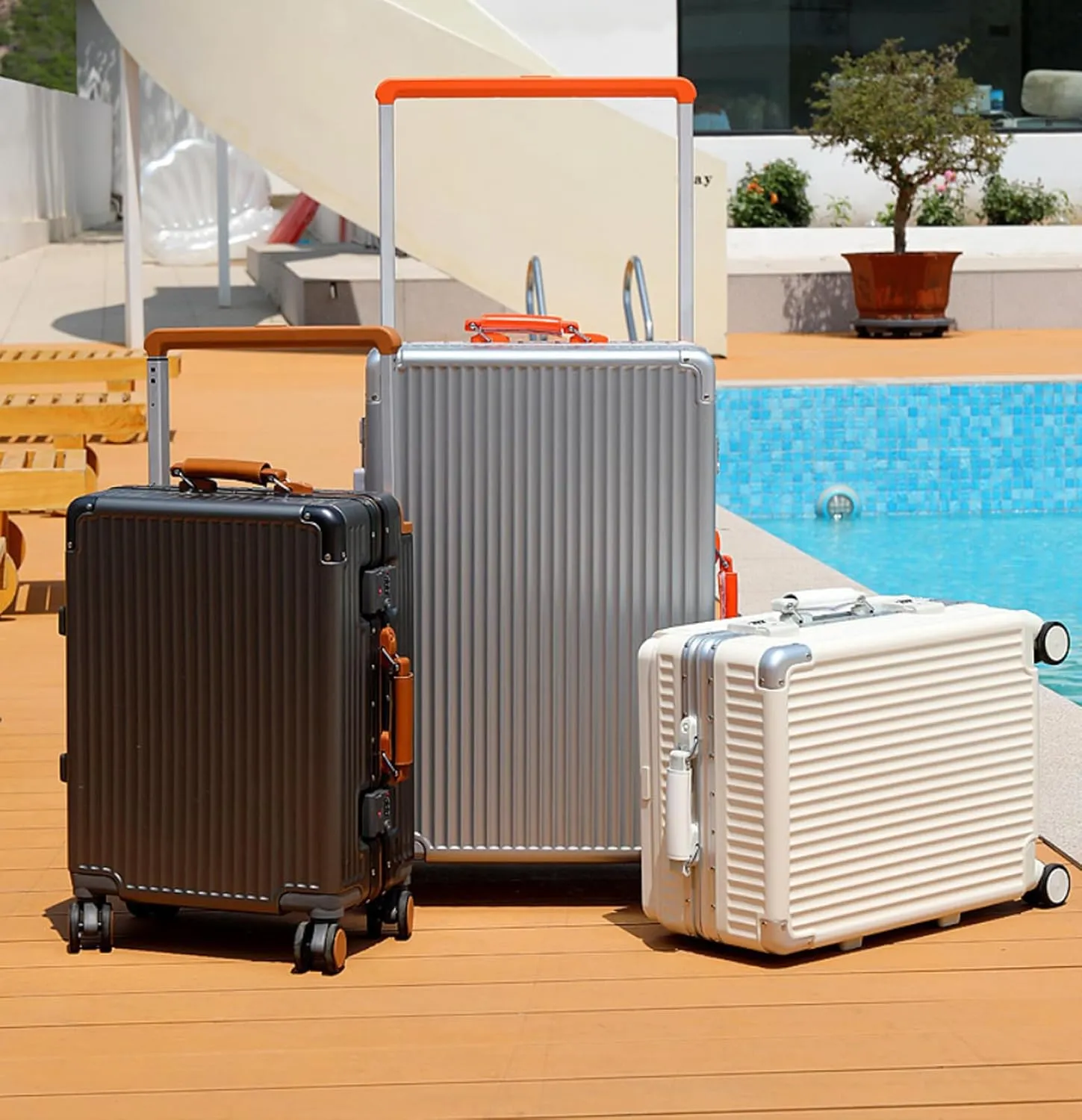 20 inch Cabin Suitcase Aluminum Frame Suitcase Cabin Luggage Silent Spinner Wheel Wide Trolley Suitcase Trolley Suitcase Men,White,L