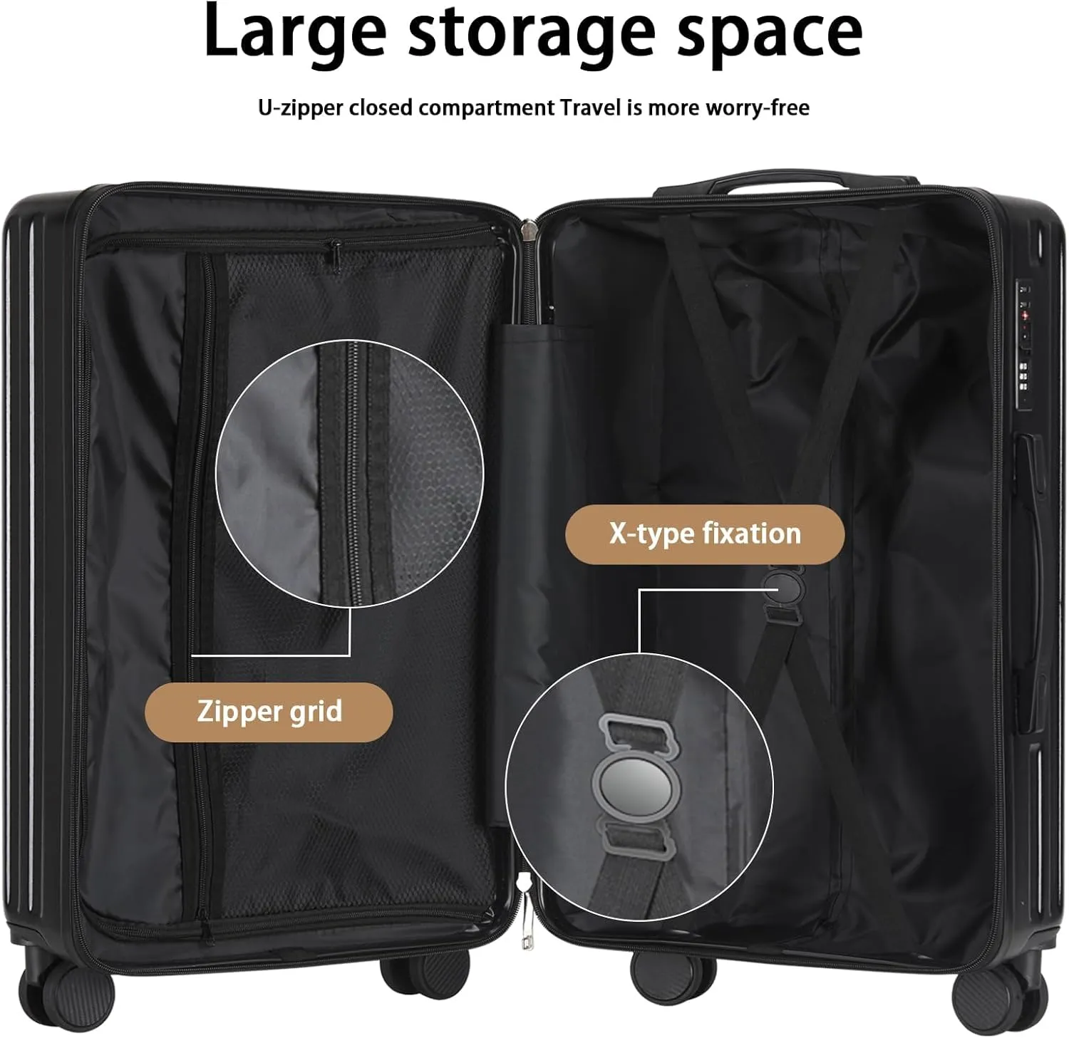 20 Inch Carry On Luggage With Cup Holder & USB Port, Airline Approved TSA-locked Luggage, Lightweight PC Material Travel Suitcase With 360° Spinner Wheel