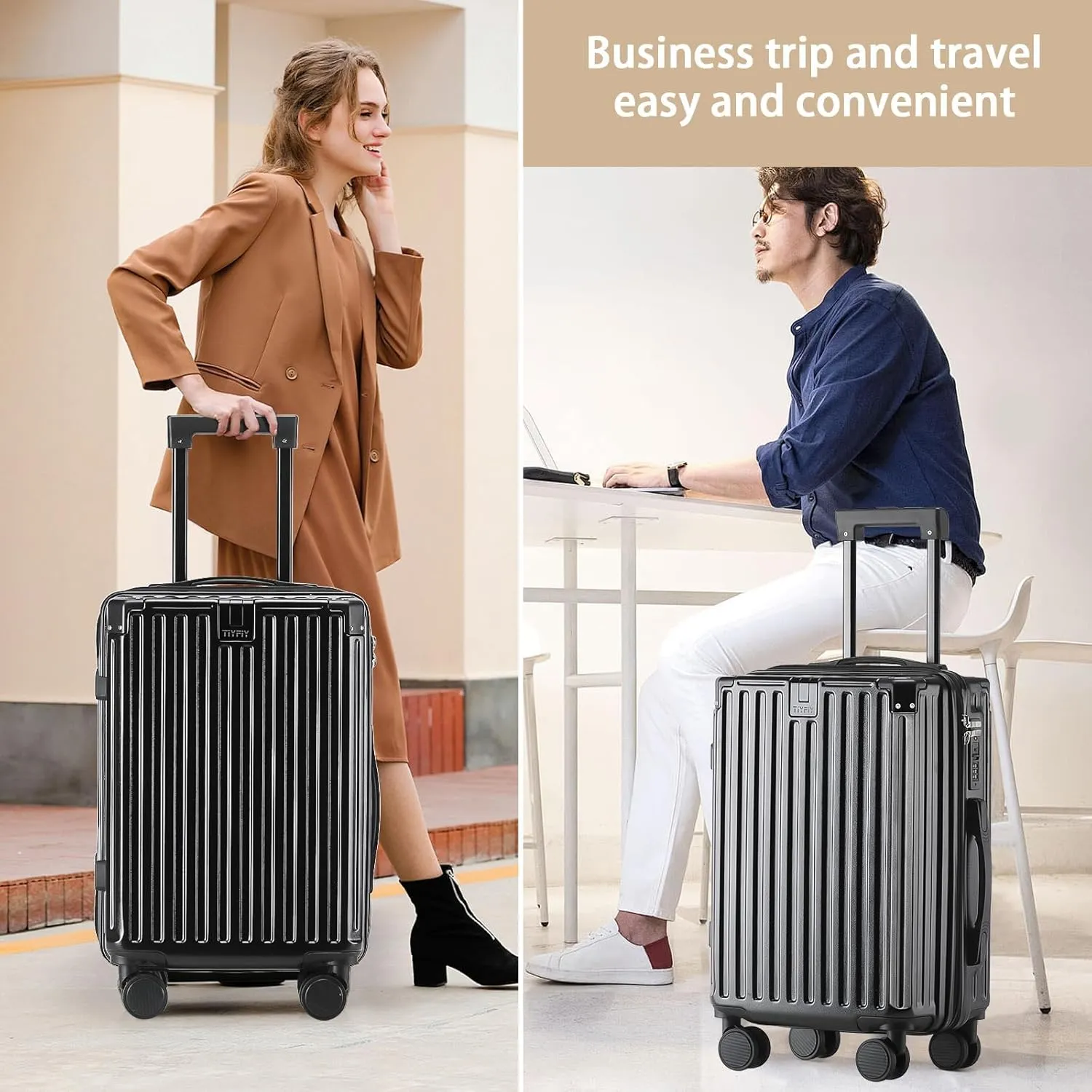 20 Inch Carry On Luggage With Cup Holder & USB Port, Airline Approved TSA-locked Luggage, Lightweight PC Material Travel Suitcase With 360° Spinner Wheel