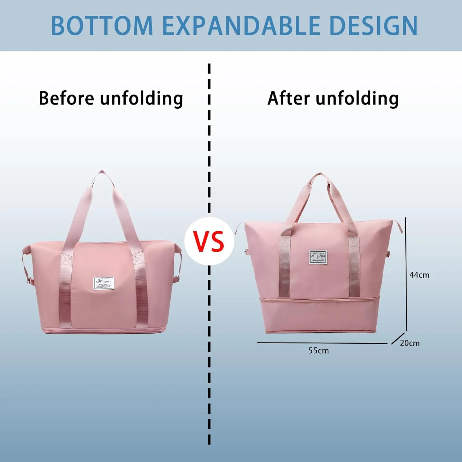 2025 New Large Capacity Travel Bag - Universal Wheel Removable,Rolling Duffle Bag with Wheels，Foldable Travel Bag, Light Blue, Non-wheeled