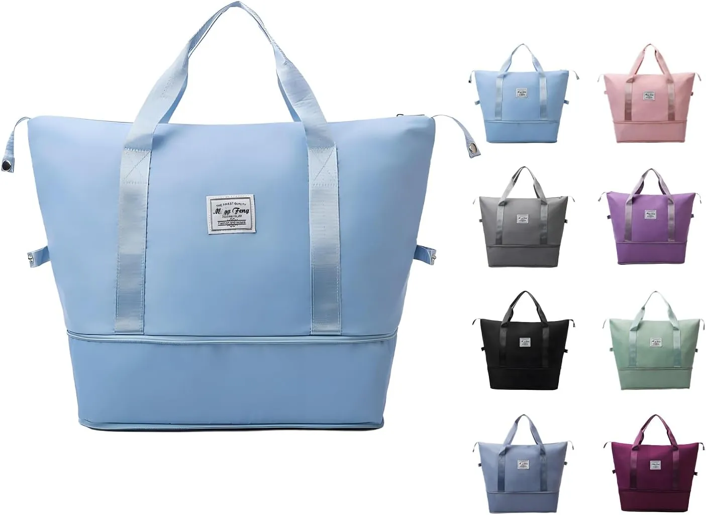 2025 New Large Capacity Travel Bag - Universal Wheel Removable,Rolling Duffle Bag with Wheels，Foldable Travel Bag, Light Blue, Non-wheeled