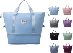 2025 New Large Capacity Travel Bag - Universal Wheel Removable,Rolling Duffle Bag with Wheels，Foldable Travel Bag, Light Blue, Non-wheeled