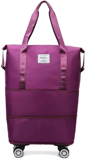 2025 New Large Capacity Travel Bag - Universal Wheel Removable,Travel Bag with Wheels,Foldable Dry Wet Separated Tote Bags with 360 Degrees Silent Universal Wheels,Weekender Overnight Bags