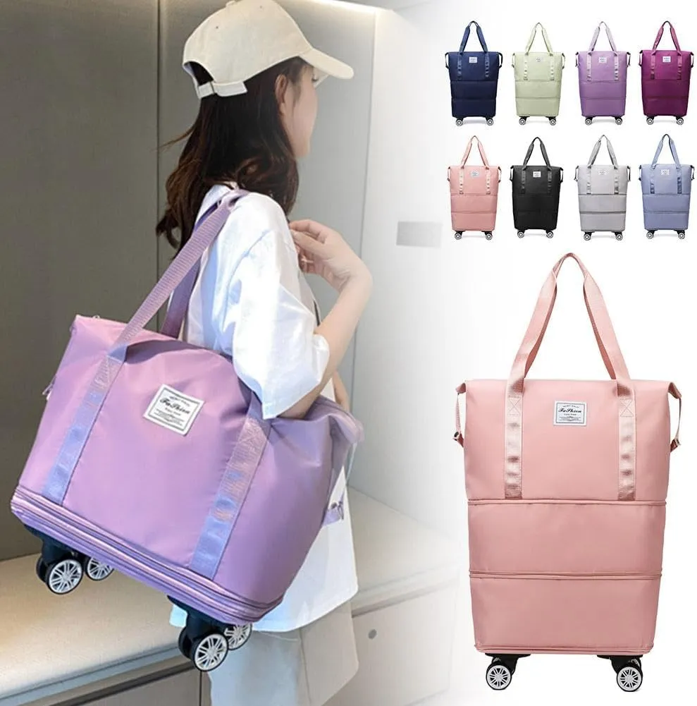 2025 New Large Capacity Travel Bag - Universal Wheel Removable,Travel Bag with Wheels,Foldable Dry Wet Separated Tote Bags with 360 Degrees Silent Universal Wheels,Weekender Overnight Bags