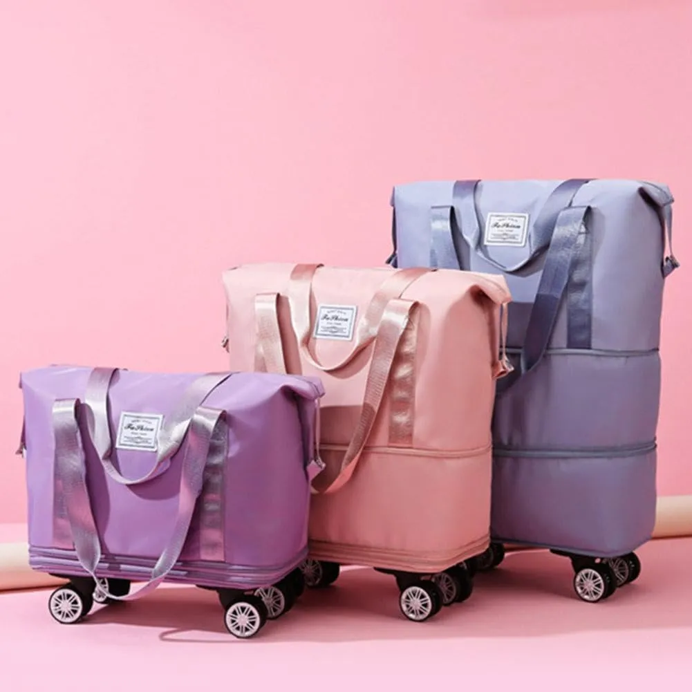 2025 New Large Capacity Travel Bag - Universal Wheel Removable,Travel Bag with Wheels,Foldable Dry Wet Separated Tote Bags with 360 Degrees Silent Universal Wheels,Weekender Overnight Bags
