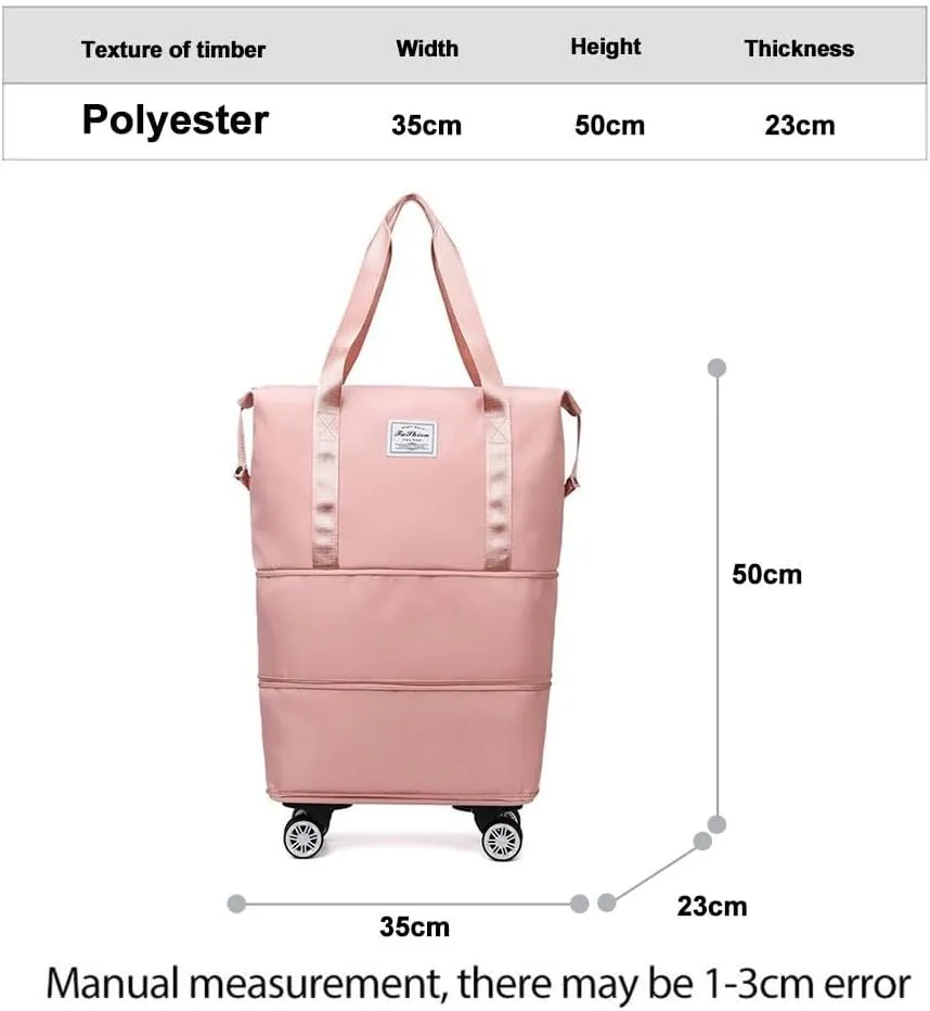 2025 New Large Capacity Travel Bag - Universal Wheel Removable,Travel Bag with Wheels,Foldable Dry Wet Separated Tote Bags with 360 Degrees Silent Universal Wheels,Weekender Overnight Bags